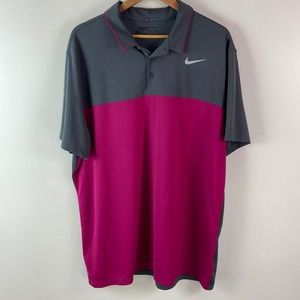 Nike Dri-Fit Pink and Gray Athletic Polo - XXL